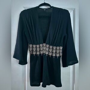 Sky brand Black knit part wool Top with Silver Embellishments
Never worn no tags